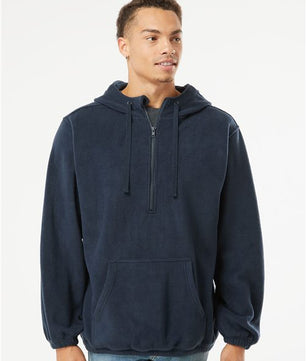 Polar Fleece Quarter-Zip Hooded Pullover
