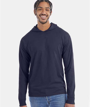 Garment-Dyed Jersey Hooded Long Sleeve T-Shirt