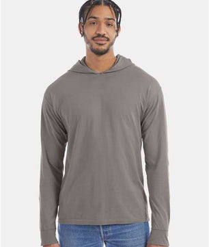 Garment-Dyed Jersey Hooded Long Sleeve T-Shirt