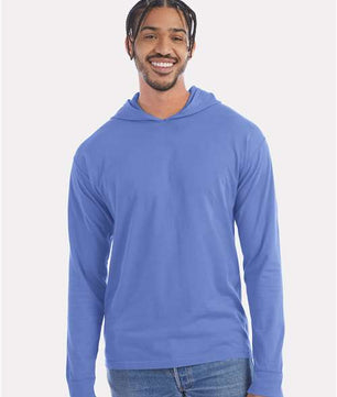 Garment-Dyed Jersey Hooded Long Sleeve T-Shirt