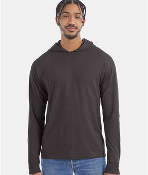 Garment-Dyed Jersey Hooded Long Sleeve T-Shirt