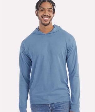 Garment-Dyed Jersey Hooded Long Sleeve T-Shirt
