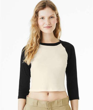 Women's Micro Rib 3/4 Raglan Sleeve Baby Tee