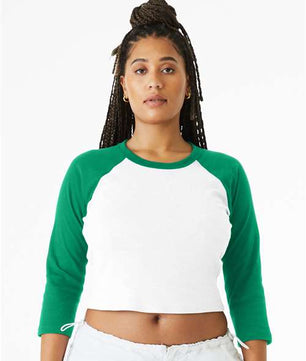 Women's Micro Rib 3/4 Raglan Sleeve Baby Tee