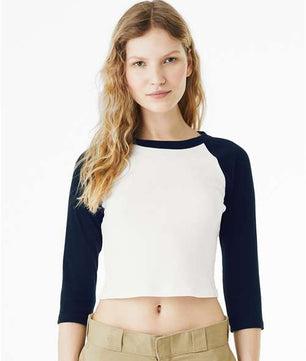 Women's Micro Rib 3/4 Raglan Sleeve Baby Tee