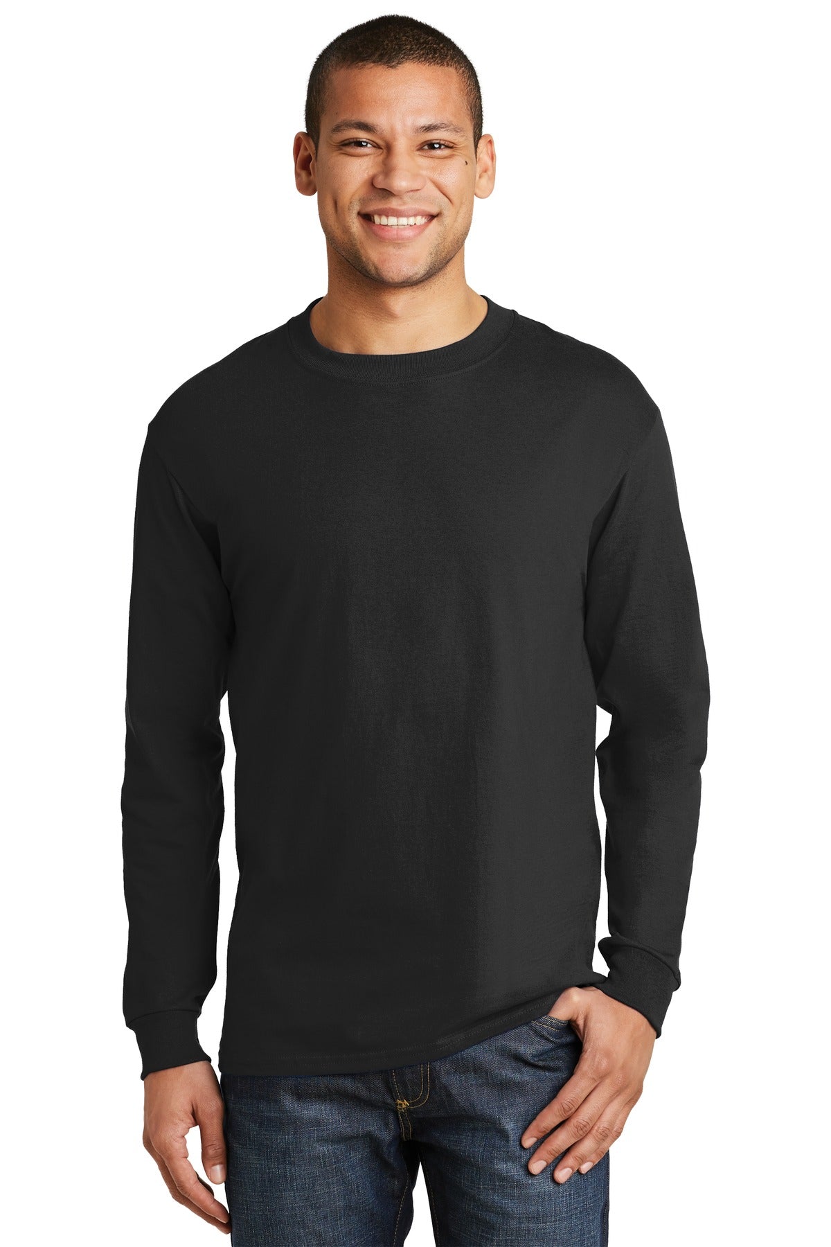 Hanes ®  Beefy-T ®  -  100% Cotton Long Sleeve T-Shirt.  5186