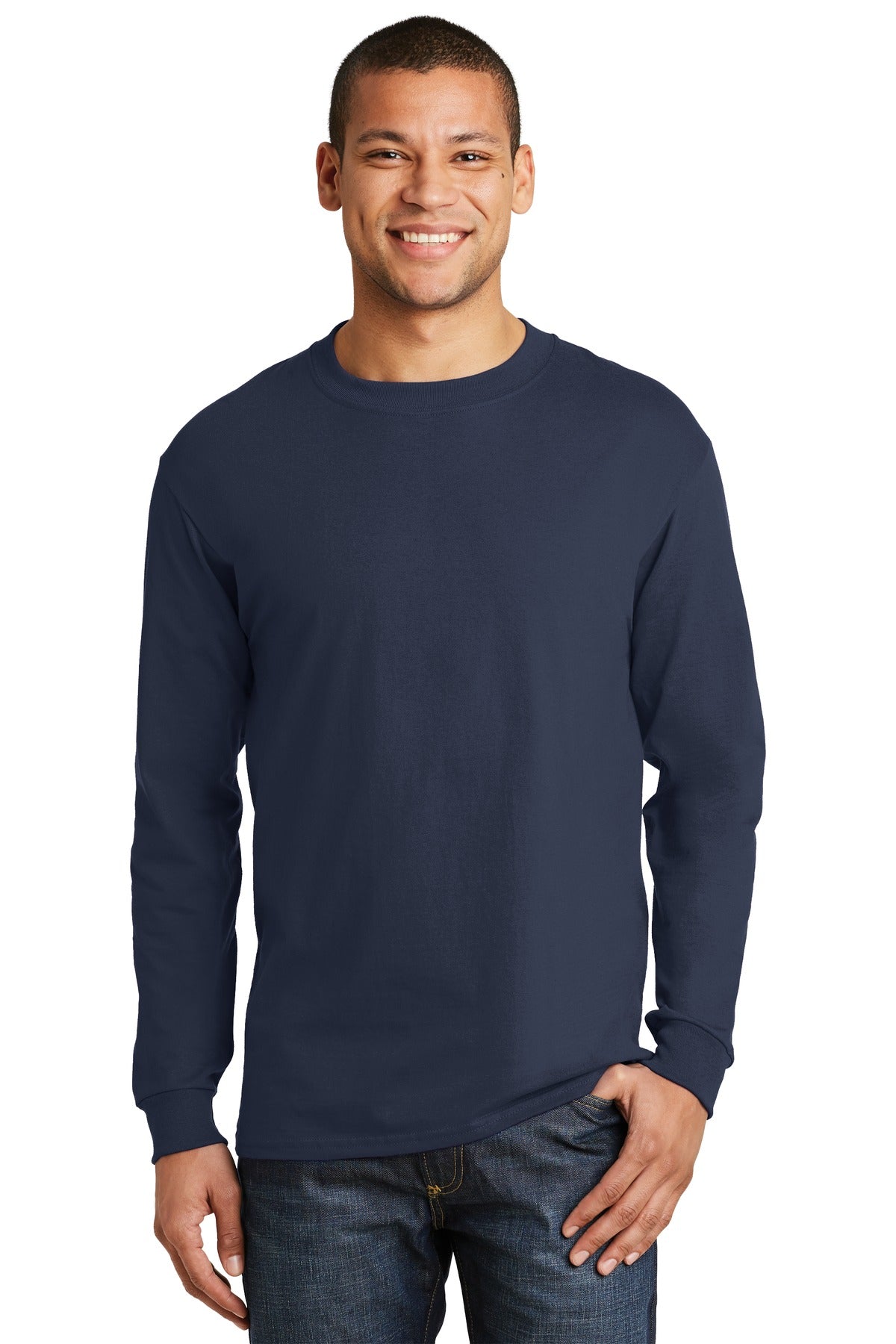 Hanes ®  Beefy-T ®  -  100% Cotton Long Sleeve T-Shirt.  5186