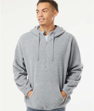 Polar Fleece Quarter-Zip Hooded Pullover