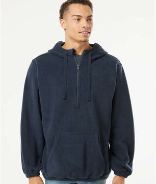 Polar Fleece Quarter-Zip Hooded Pullover